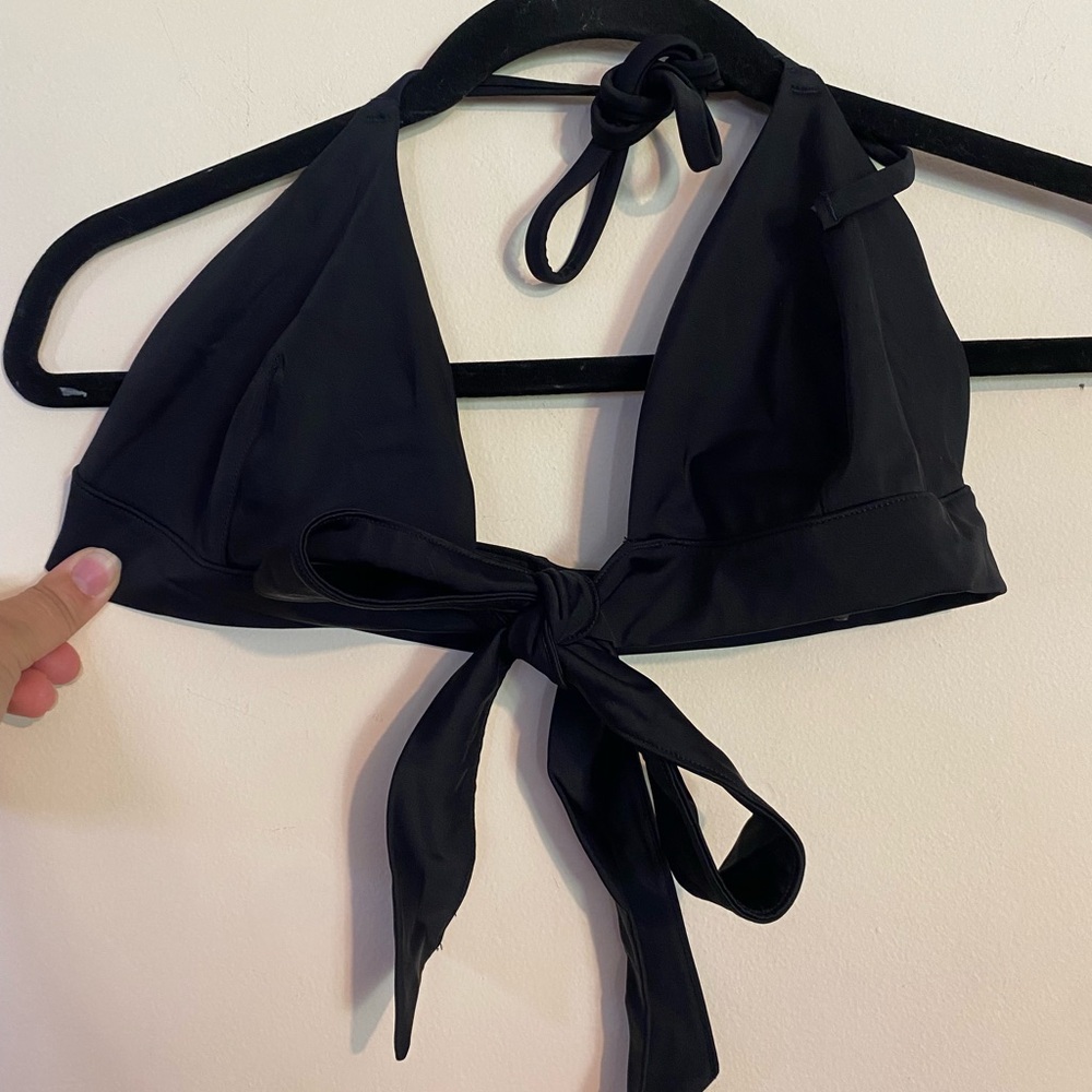 Adore Me Front Tie black bikini top size large adjustable no padding